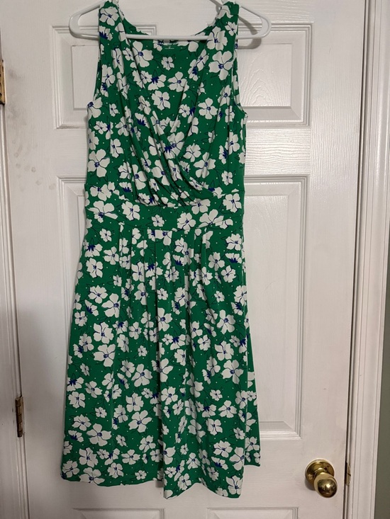 Lands' End Dresses & Skirts - Lands End Green Floral Sleeveless Fit & Flare Dress